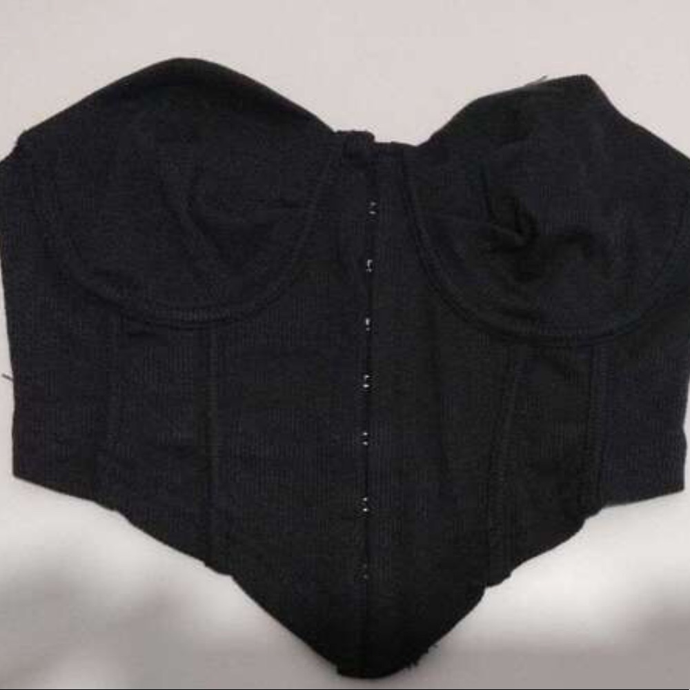 Black clasp bustier crop pointy tube tank … - Picture 2 of 2